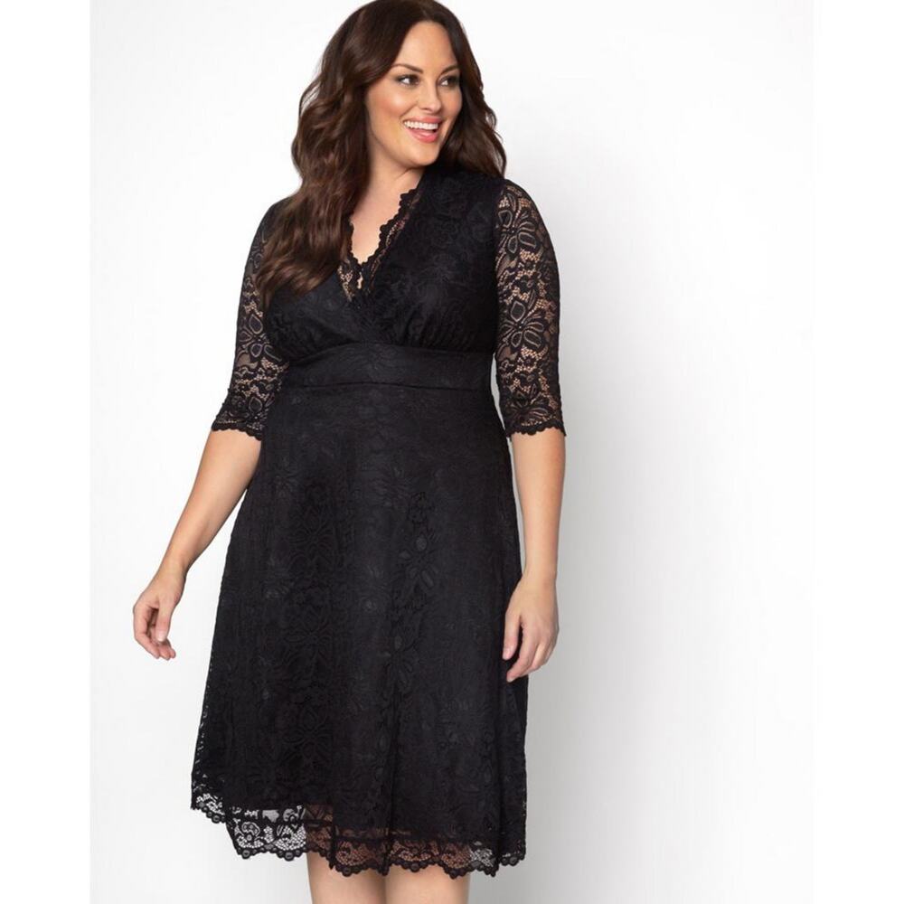 Kiyonna Dress 1X Black LBD Dark Romantic Mademoiselle Style Feminine Party Lined